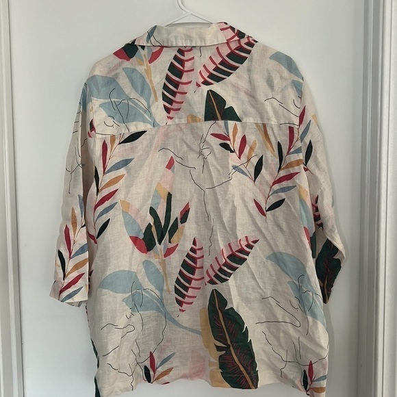 Cynthia Rowley Linen Top Button Down White Floral Size 1X - Picture 5 of 5